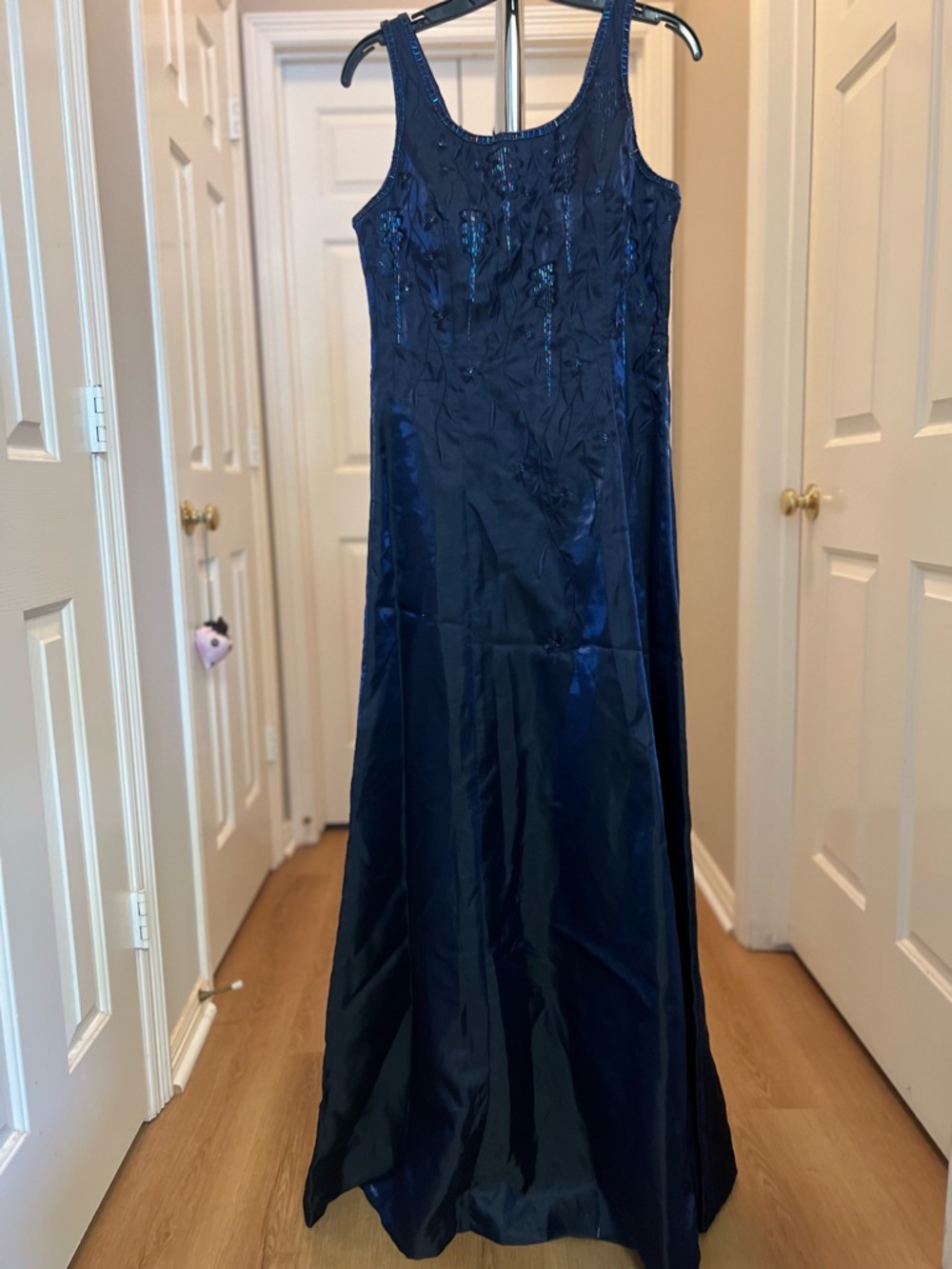 Sleeveless Navy Blue Maxi Evening Dress (Prom, Graduation, Wedding Guest)